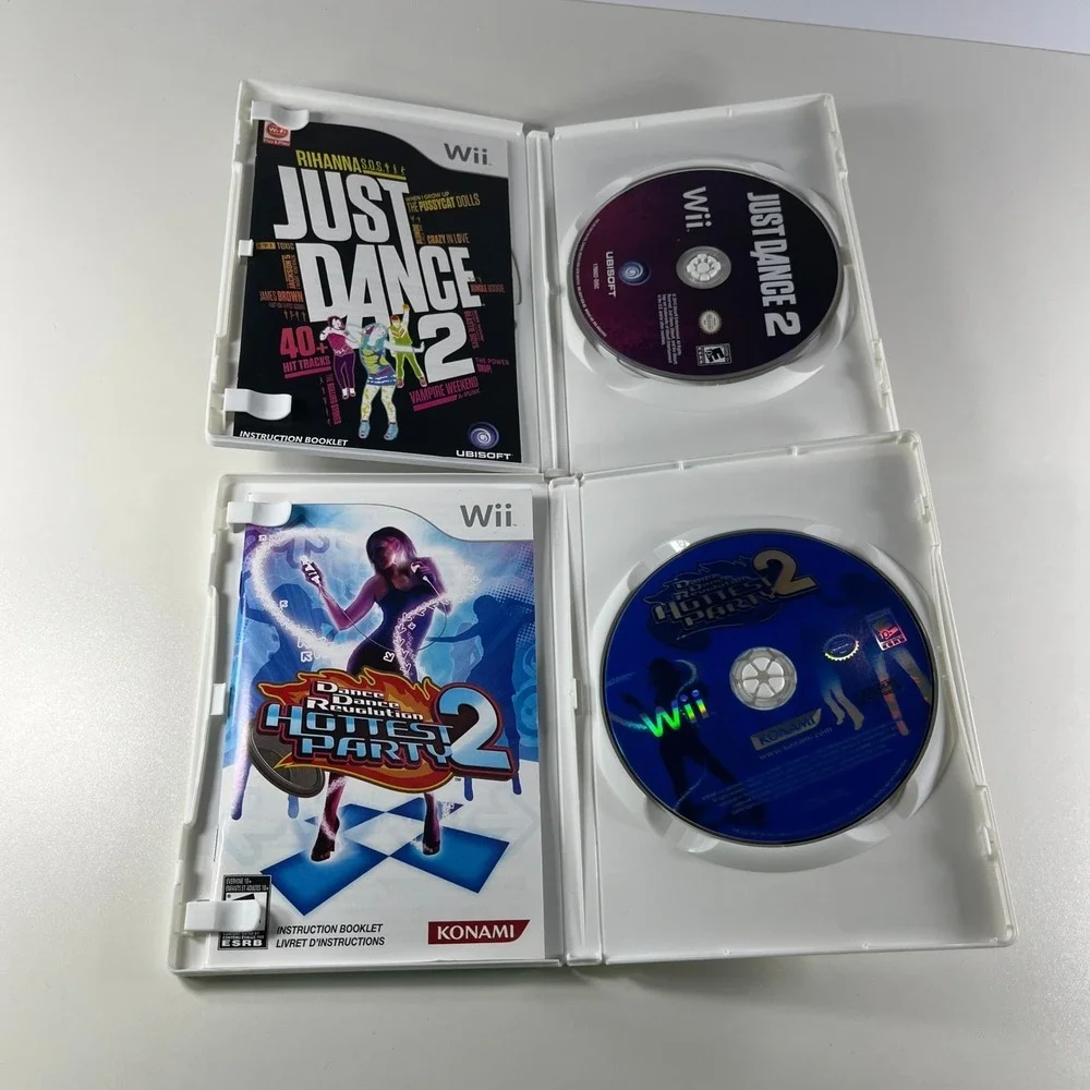 Just Dance‎ 2 & Dance Dance Revolution Hottest Party 2 Wii Games Lot of 2